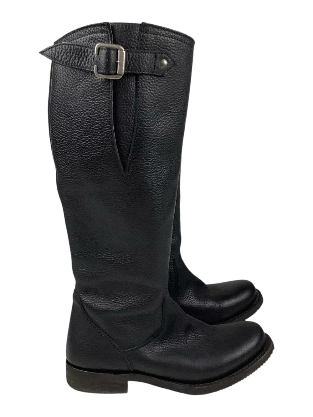 Independent Boot Co McKinley Blk Pebbled Leather Boots 8 Equestrian Chic Minimal